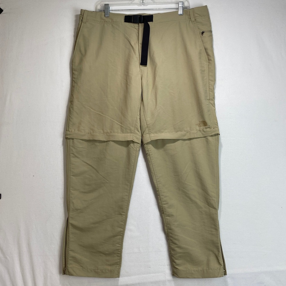 The North Face Convertible Hiking Pants Mens 38x30 Khaki Nylon Zip Off Utility